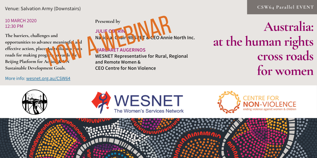WESNET Parallel Event – CSW65 – 22 March 2021 (New York) 23 March (Canberra)